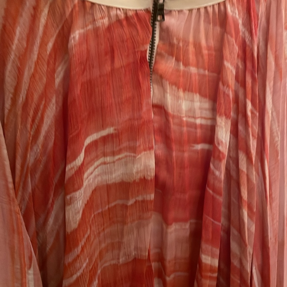 Alice + Olivia Shannon Pleated Maxi Skirt Pink Orange Swirl 8 - Picture 7 of 7